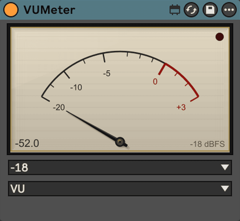VUMeter.sin device panel in Ableton Live
